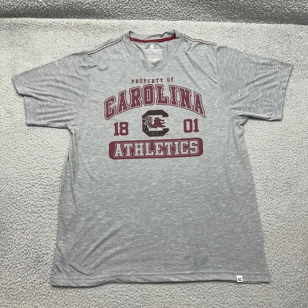 Colosseum Mens Large University of South Carolina USC Gamecocks Gray T-Shirt ATH